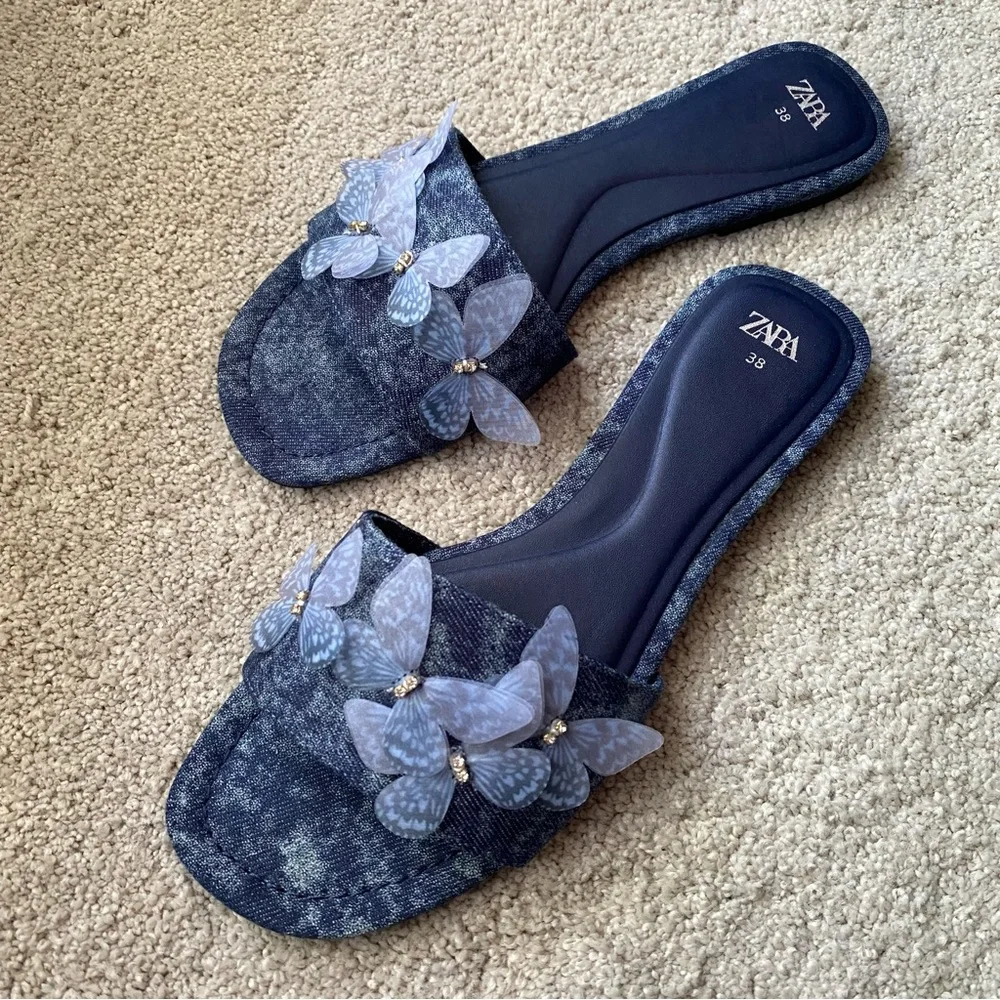 Zara Denim Butterfly Sandals - Picture 2 of 7